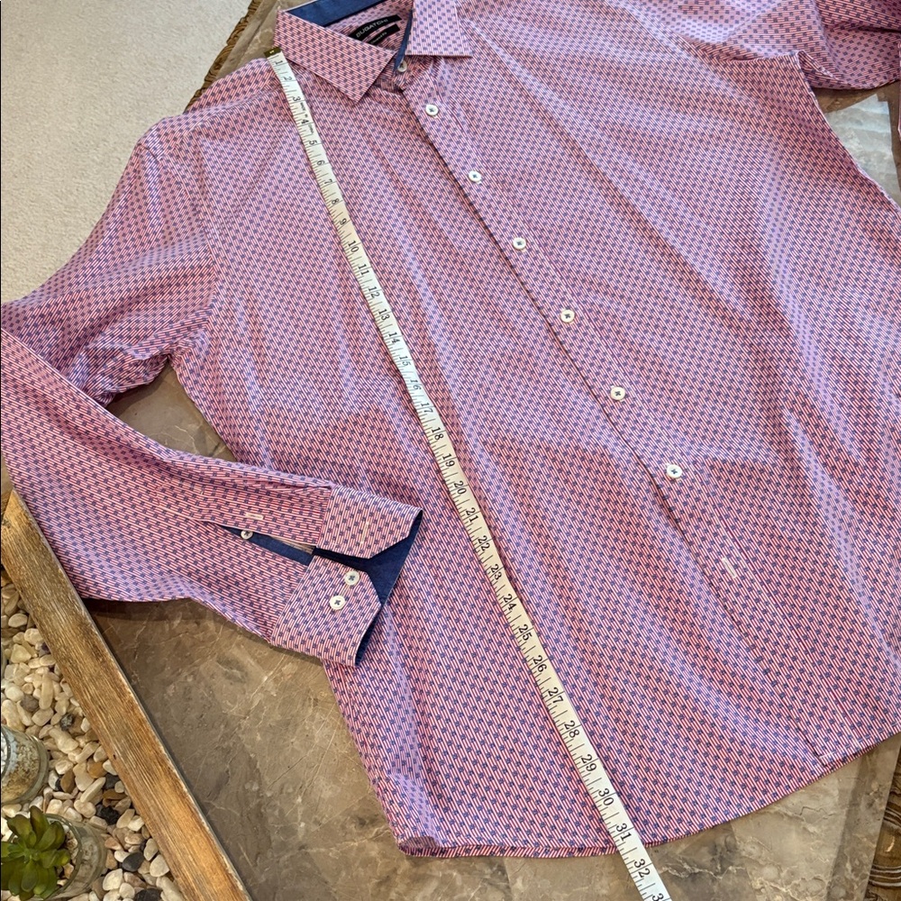 Bugatchi Men's Pink and Blue Button Down Shirt - Picture 6 of 7